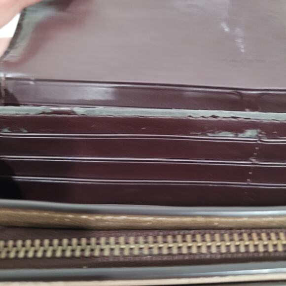 Coach Long Wallet Crossgrain Envelope Metalic Champagne Designer Large Leather - Picture 5 of 10